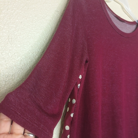 Papermoon Stitch Fix Marisol Mixed Media Knit Top cherry and white SZ L top3/4 - Picture 5 of 9